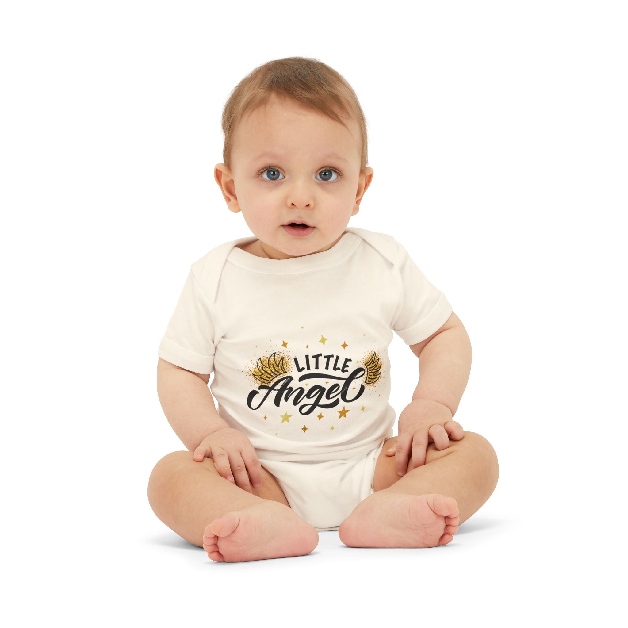 Baby One-Piece – "Little Angel" Infant Bodysuit (Gold Wings)
