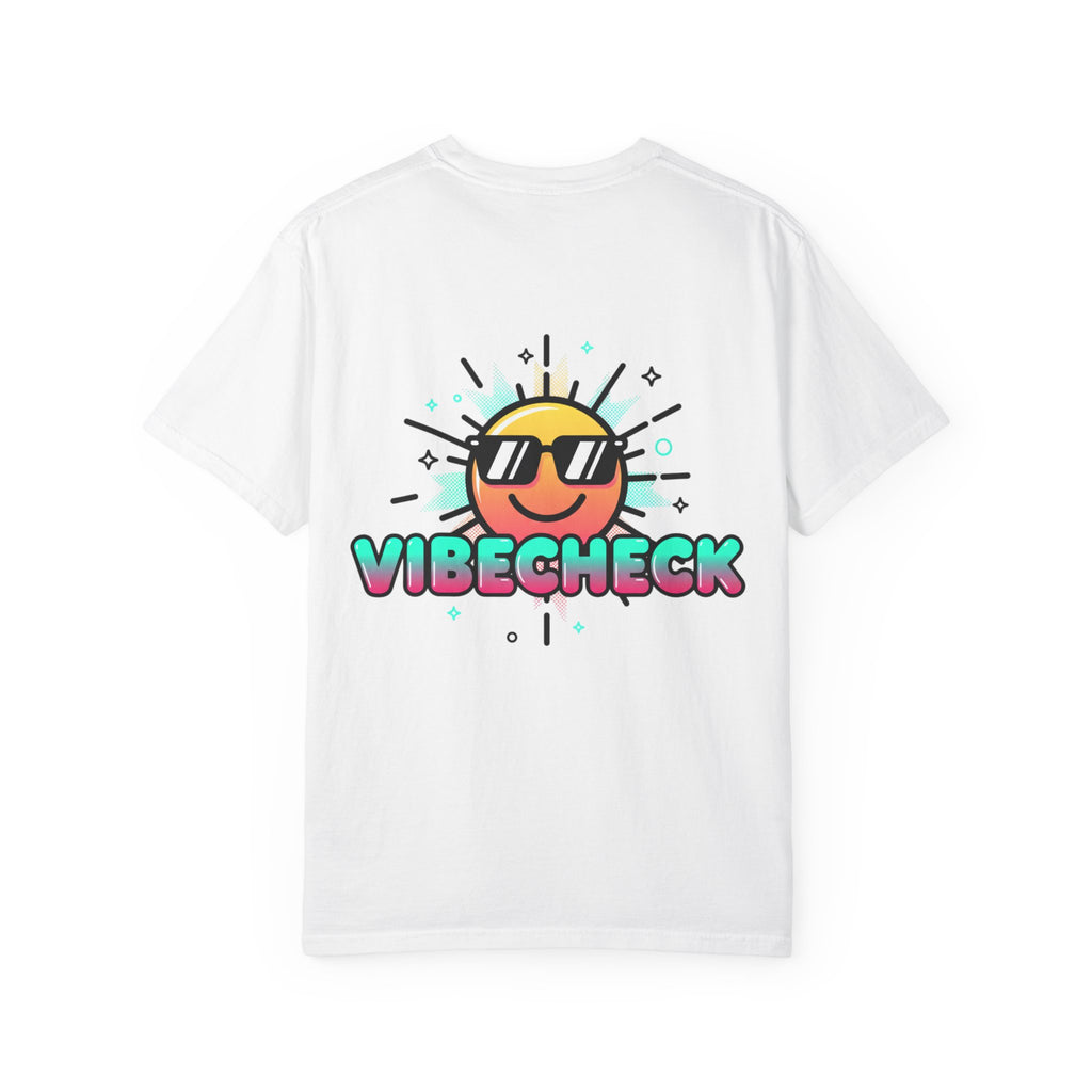 VibeCheck Graphic T-Shirt — Retro Sun Emoji Tee