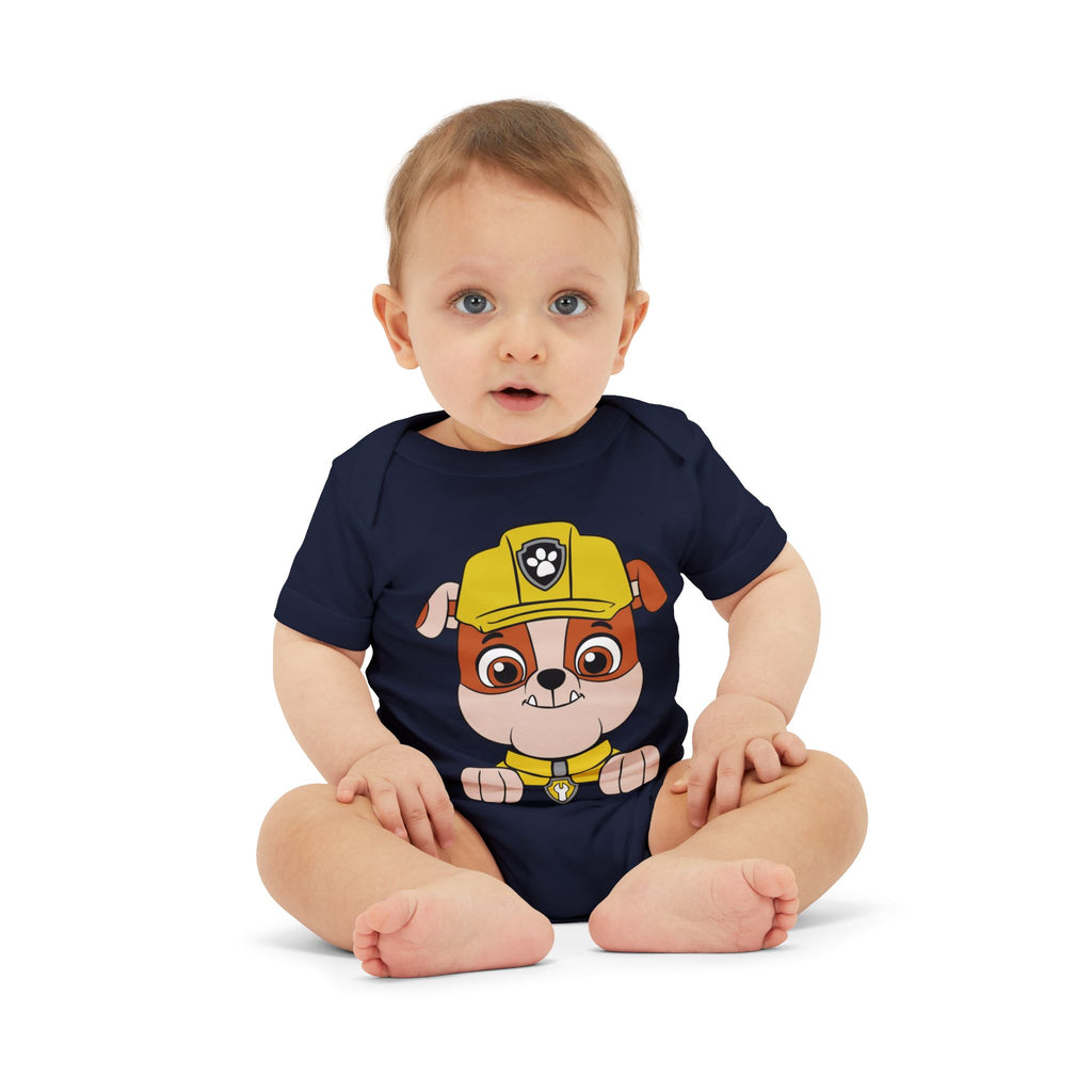 Baby Onesie with Cute Construction Puppy — Infant Jersey One Piece