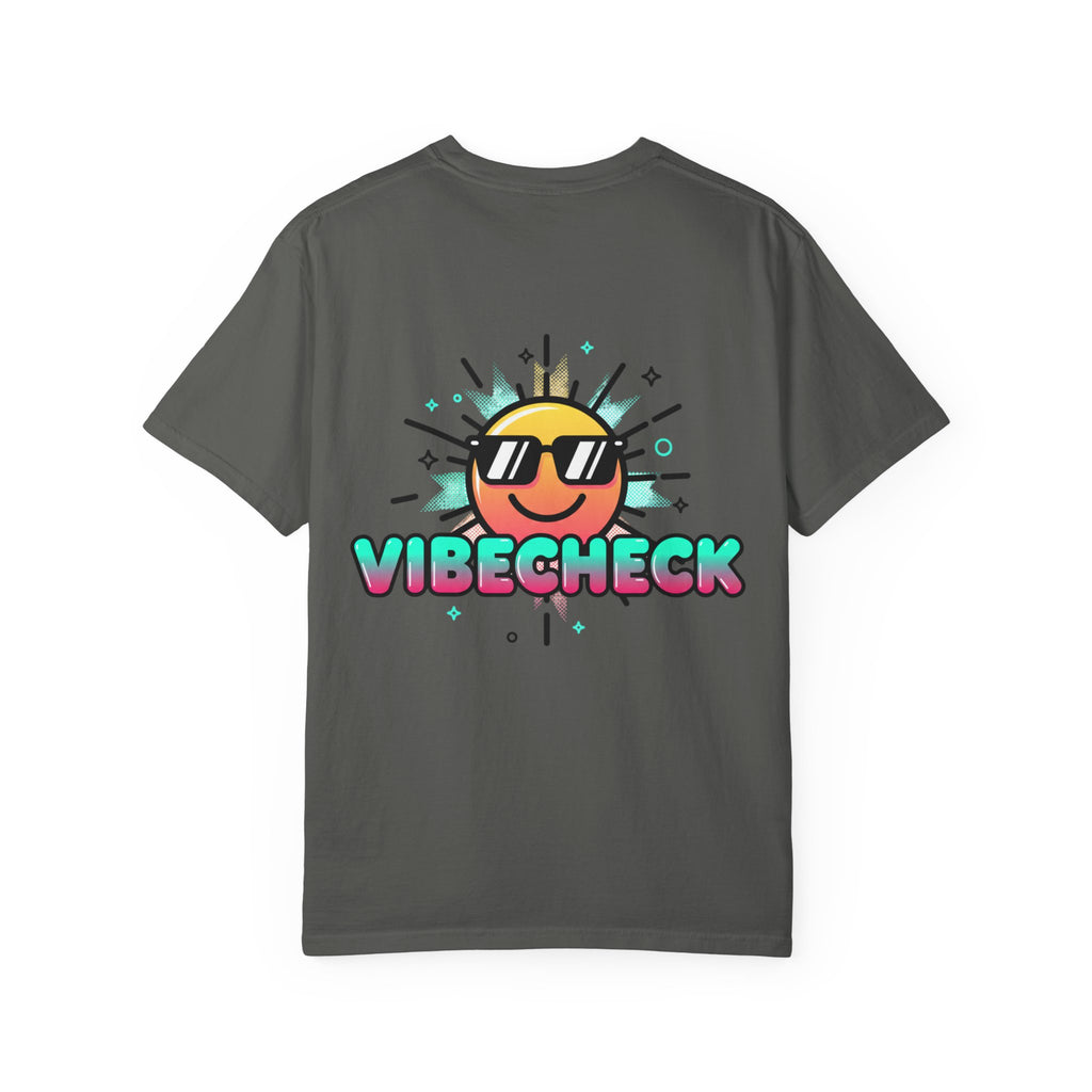 VibeCheck Graphic T-Shirt — Retro Sun Emoji Tee