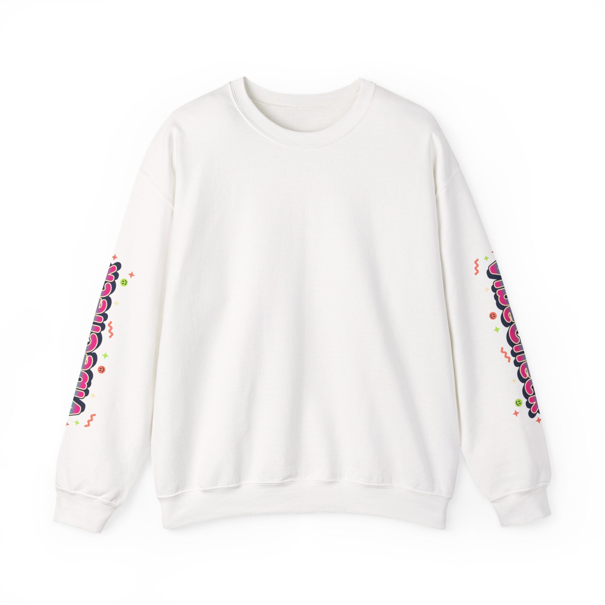 Vibecheck Crewneck Sweatshirt — Retro Sun Graphic Pullover