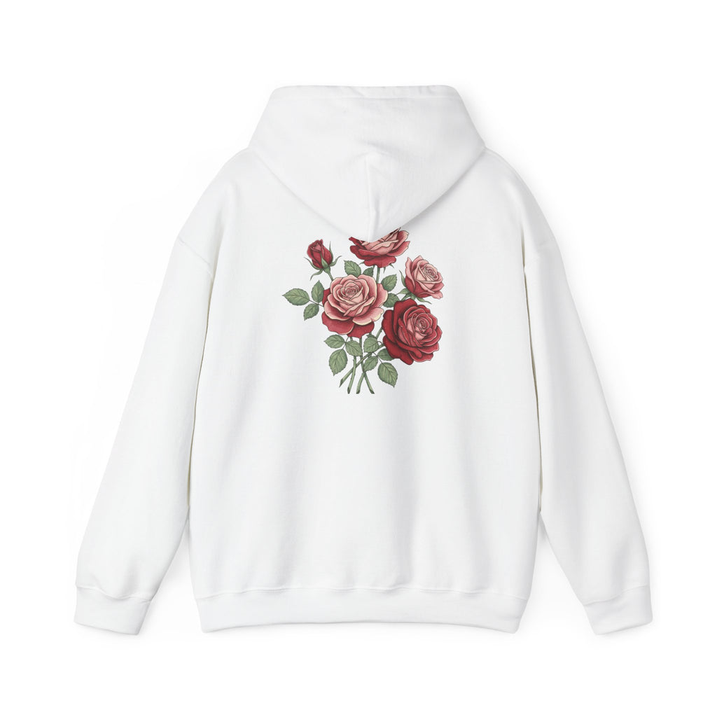 Rose Bouquet Hoodie - Vintage Red Floral Backprint Sweatshirt