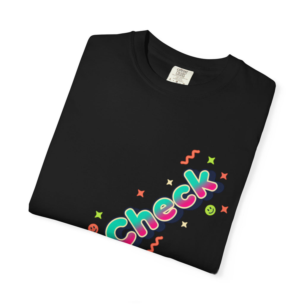 VibeCheck Graphic T-Shirt — Retro Sun Emoji Tee