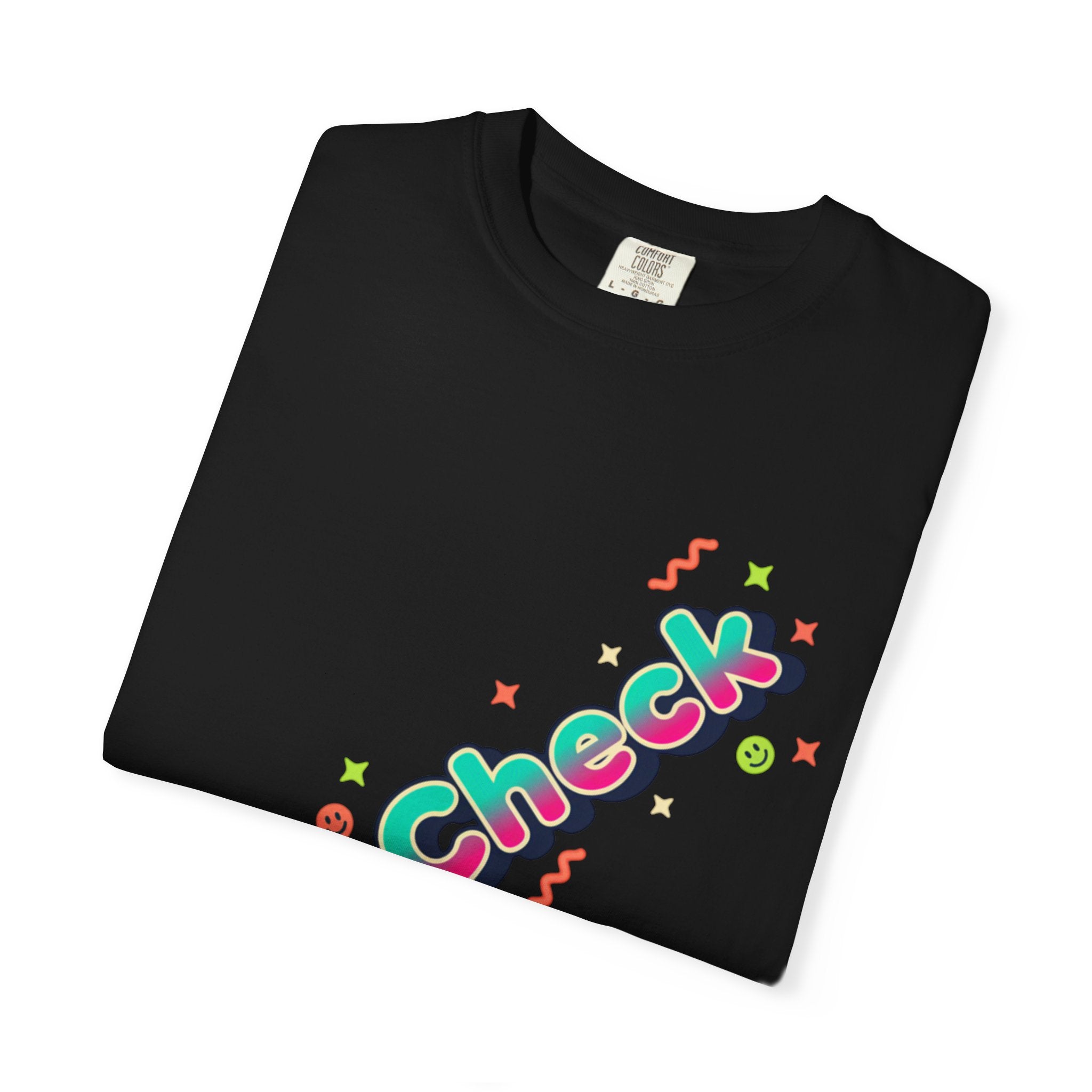 VibeCheck Graphic T-Shirt — Retro Sun Emoji Tee