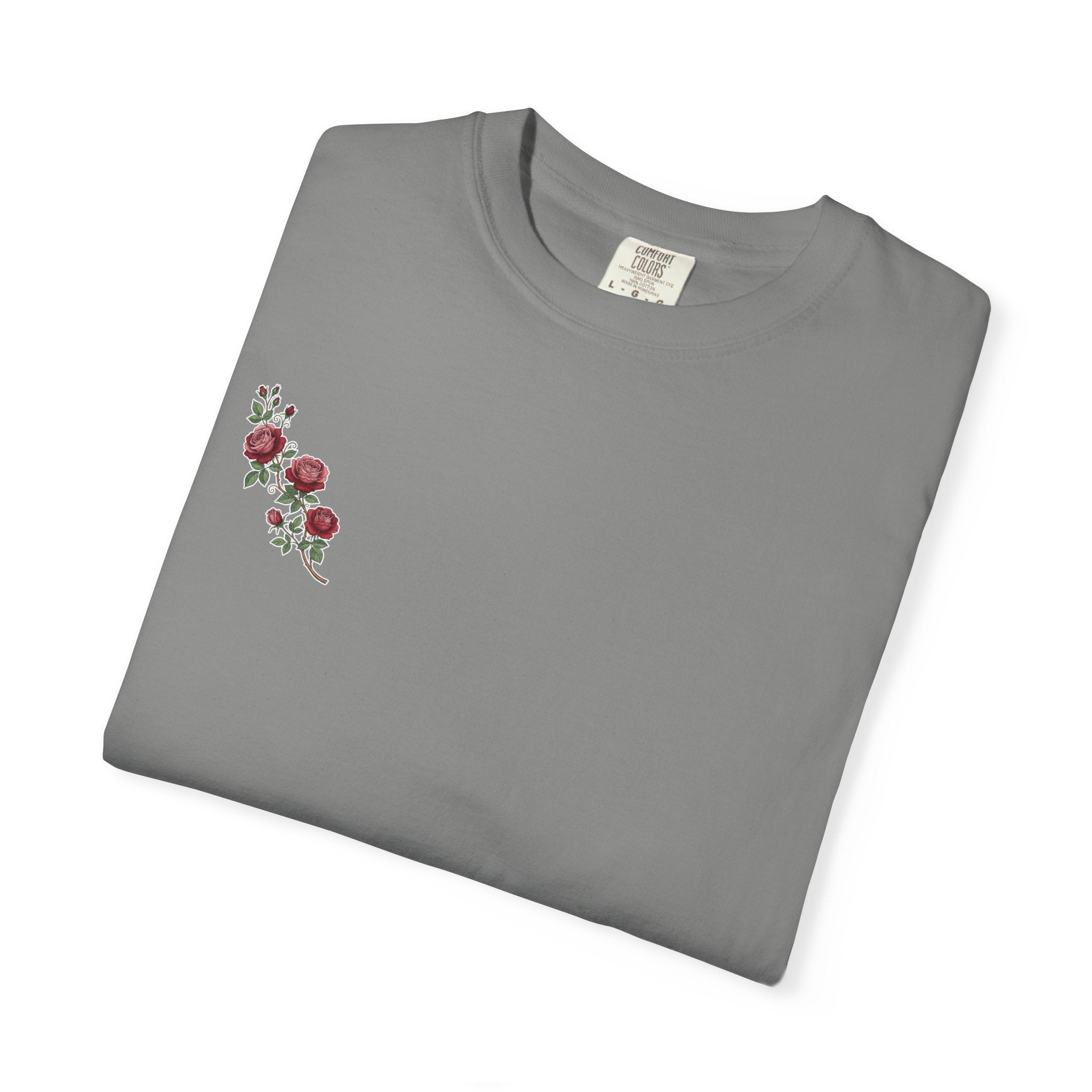 White Rose Branch T-Shirt — Vintage Red Floral Tee