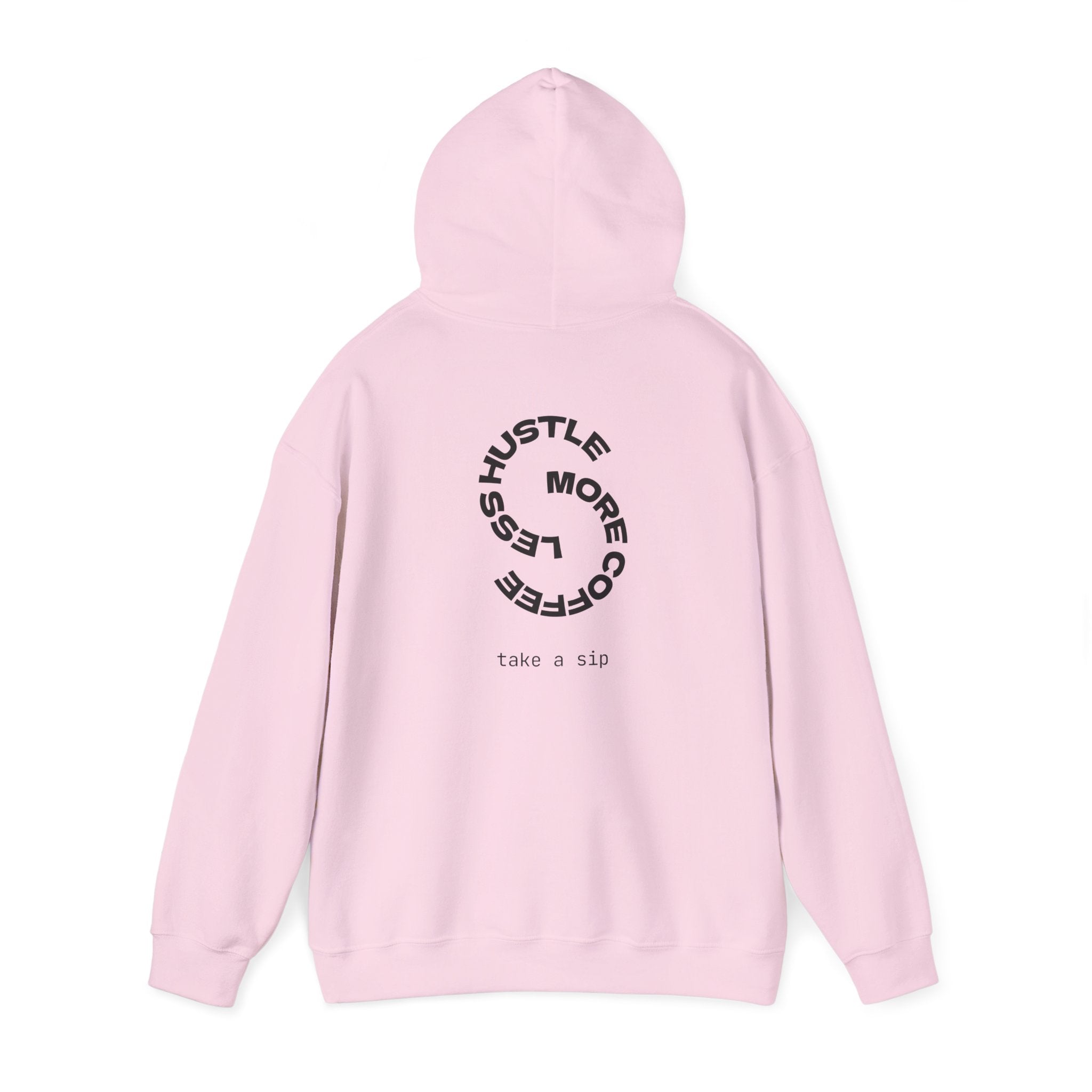 Coffee Lover Hoodie — “More Coffee Less Hustle” Minimal White Pullover