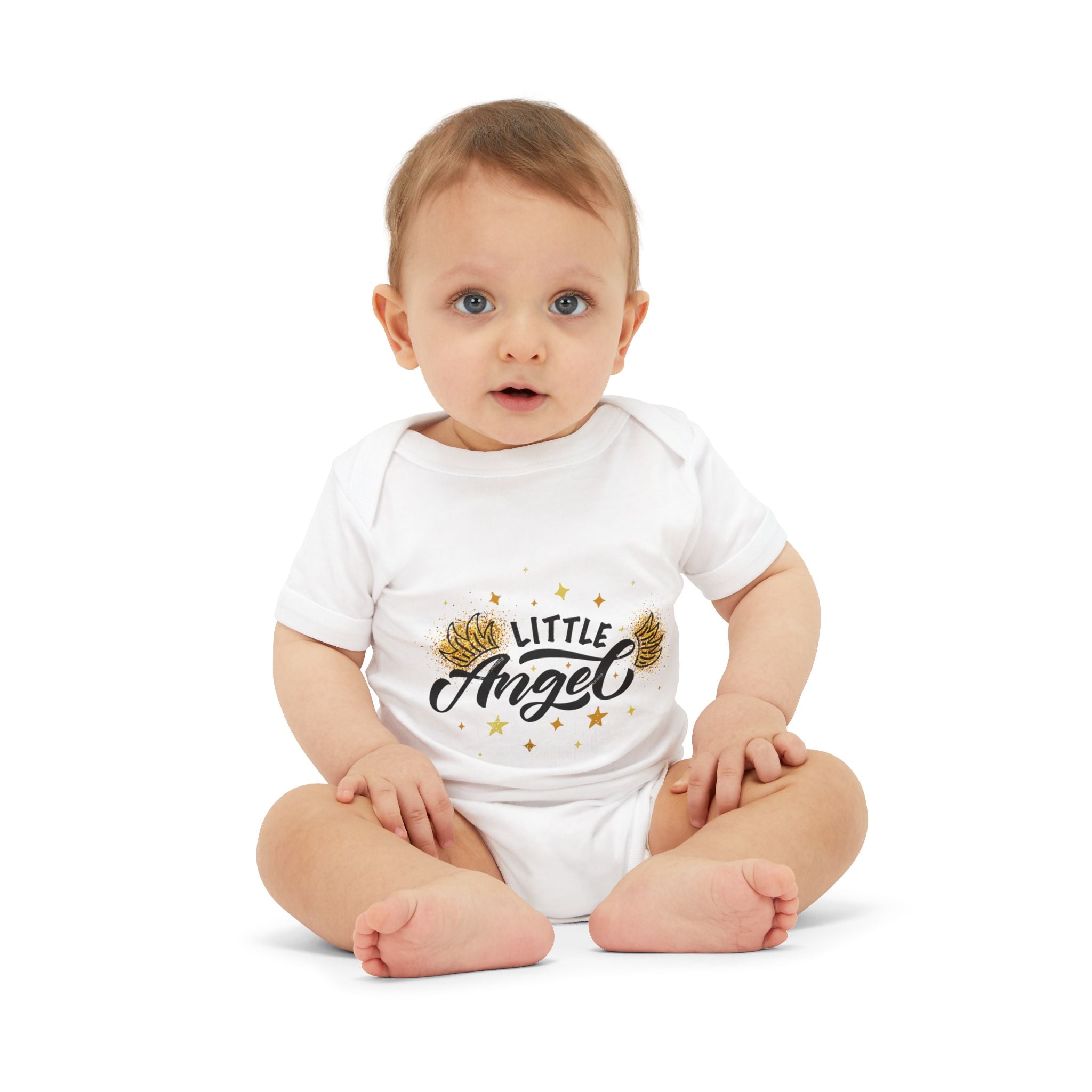 Baby One-Piece – "Little Angel" Infant Bodysuit (Gold Wings)