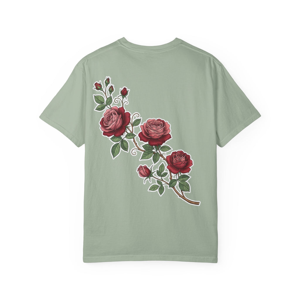 White Rose Branch T-Shirt — Vintage Red Floral Tee