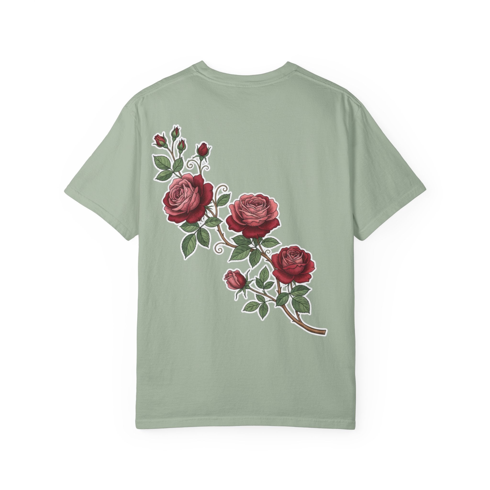 White Rose Branch T-Shirt — Vintage Red Floral Tee
