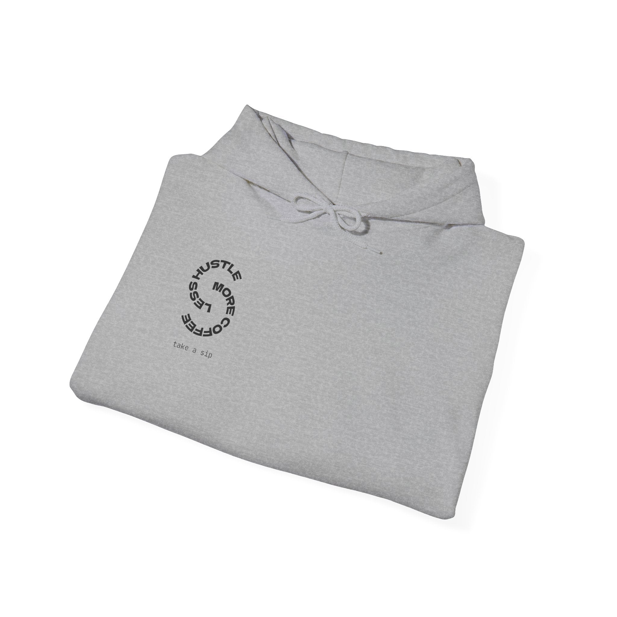 Coffee Lover Hoodie — “More Coffee Less Hustle” Minimal White Pullover