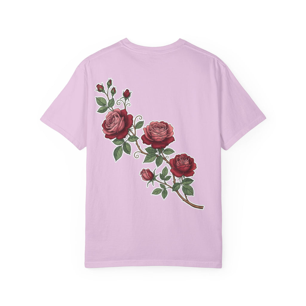 White Rose Branch T-Shirt — Vintage Red Floral Tee