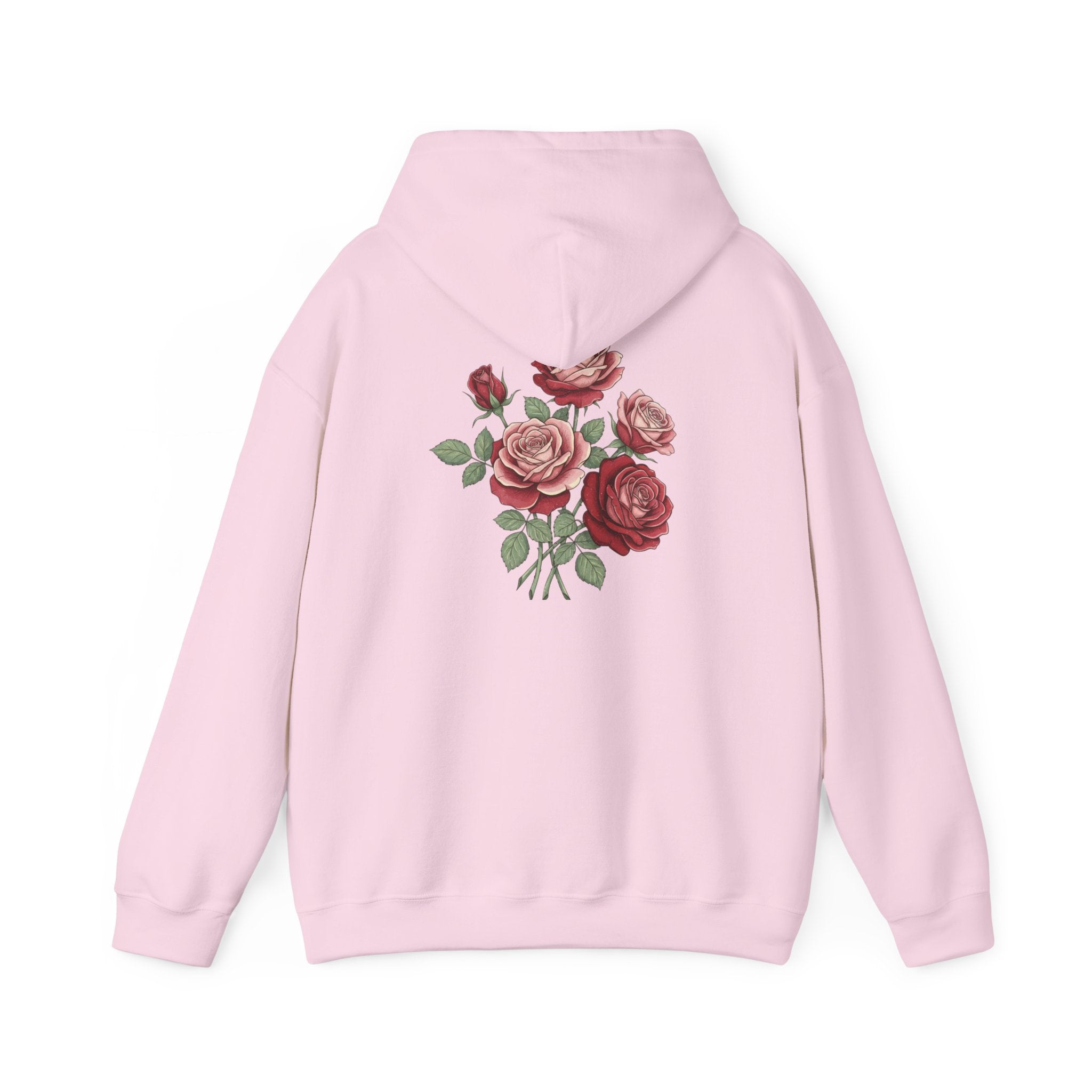 Rose Bouquet Hoodie - Vintage Red Floral Backprint Sweatshirt