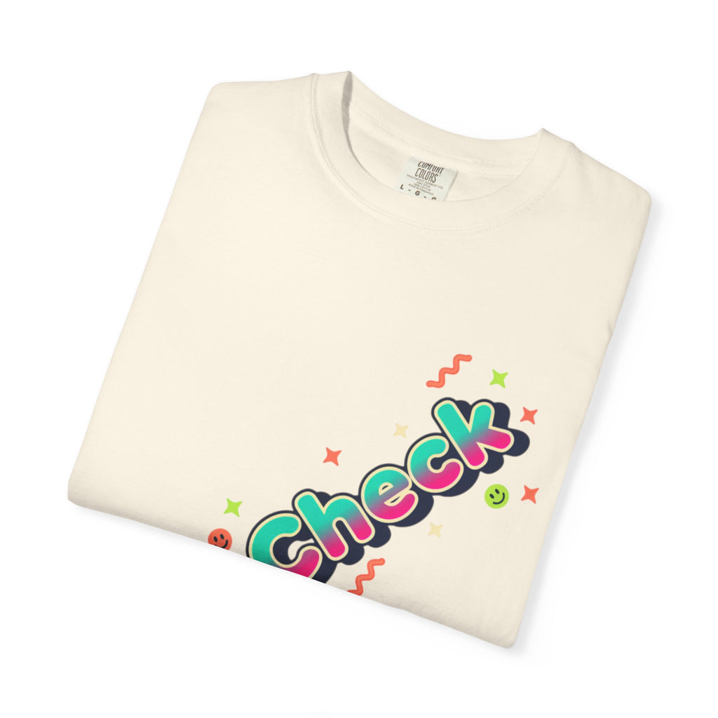 VibeCheck Graphic T-Shirt — Retro Sun Emoji Tee