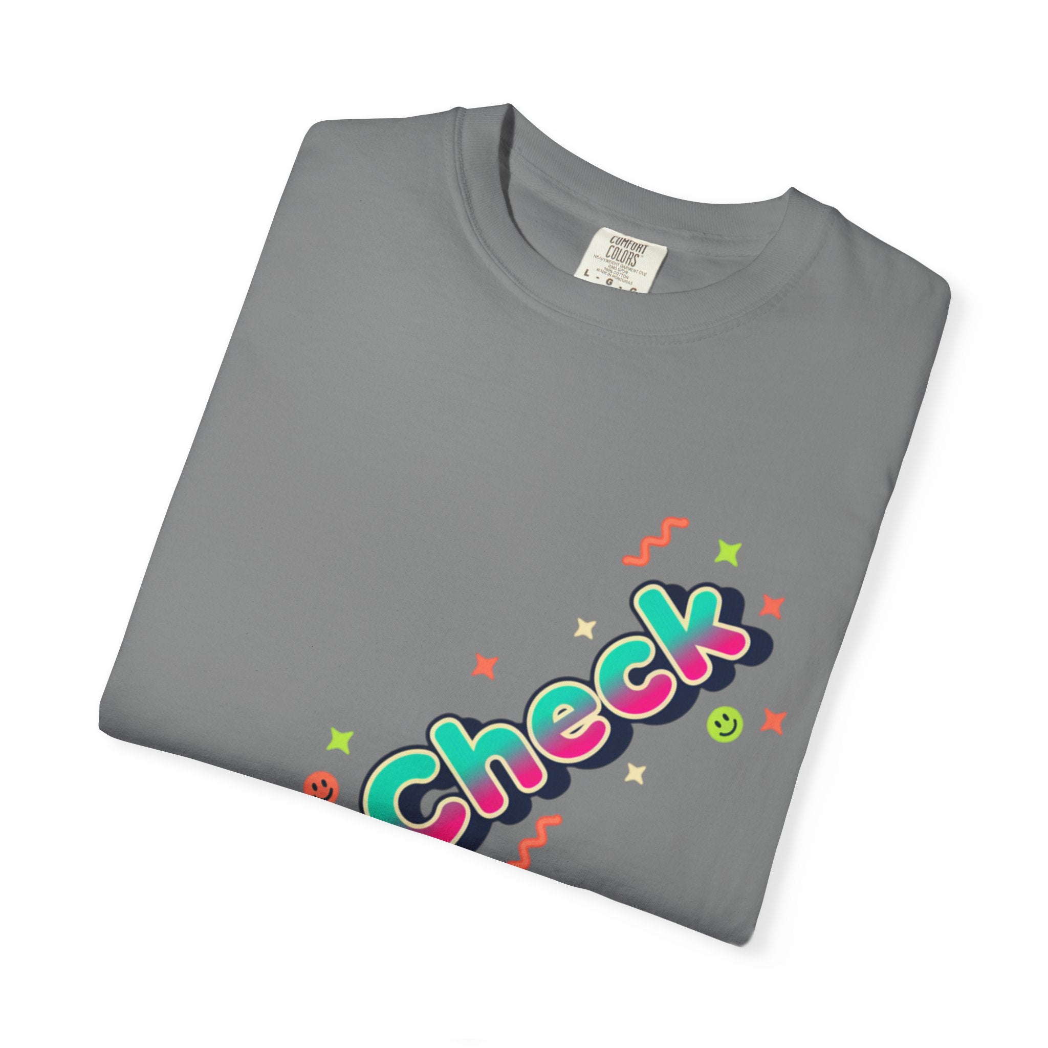 VibeCheck Graphic T-Shirt — Retro Sun Emoji Tee