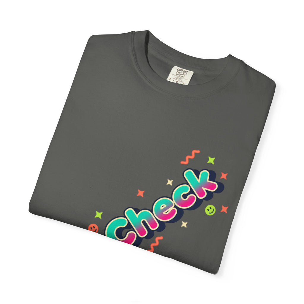 VibeCheck Graphic T-Shirt — Retro Sun Emoji Tee