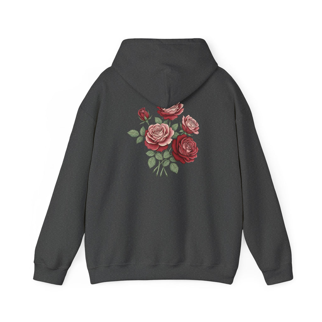 Rose Bouquet Hoodie - Vintage Red Floral Backprint Sweatshirt