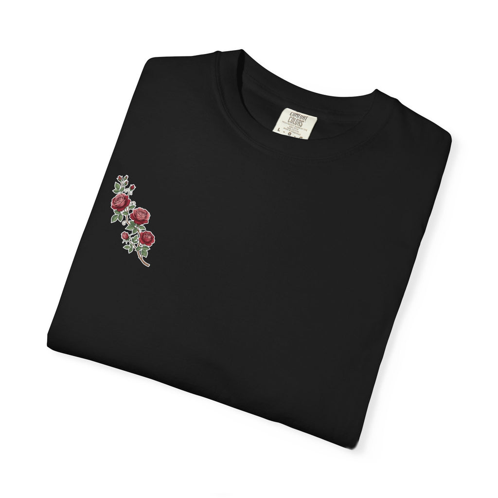 White Rose Branch T-Shirt — Vintage Red Floral Tee