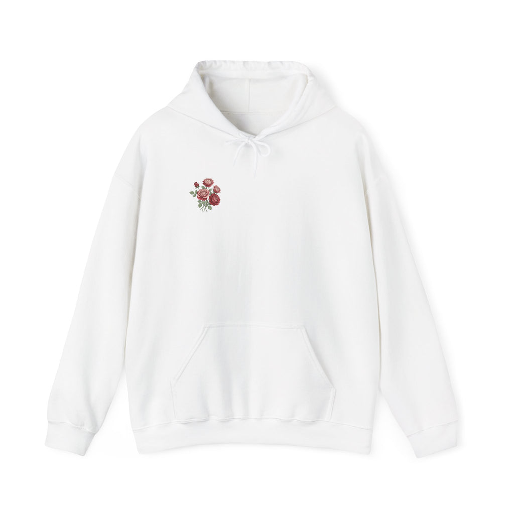 Rose Bouquet Hoodie - Vintage Red Floral Backprint Sweatshirt