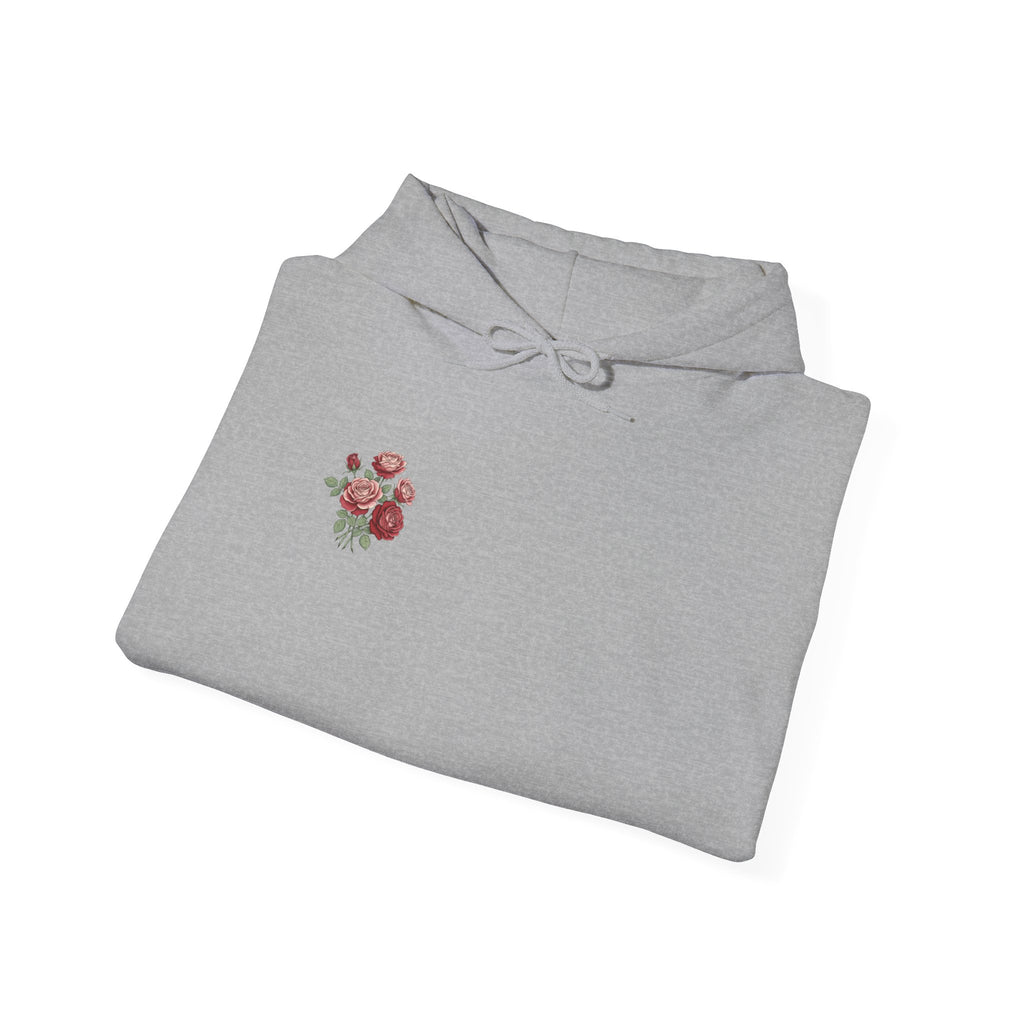 Rose Bouquet Hoodie - Vintage Red Floral Backprint Sweatshirt