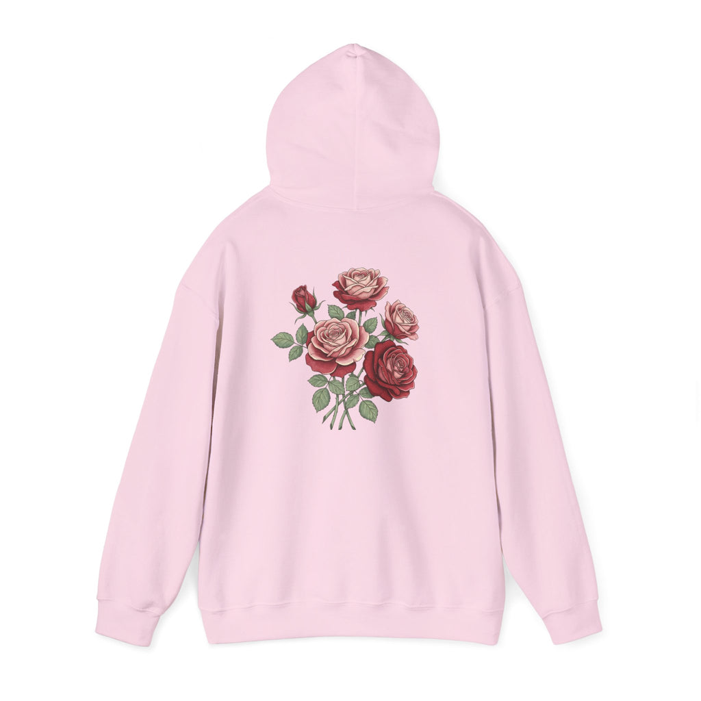 Rose Bouquet Hoodie - Vintage Red Floral Backprint Sweatshirt