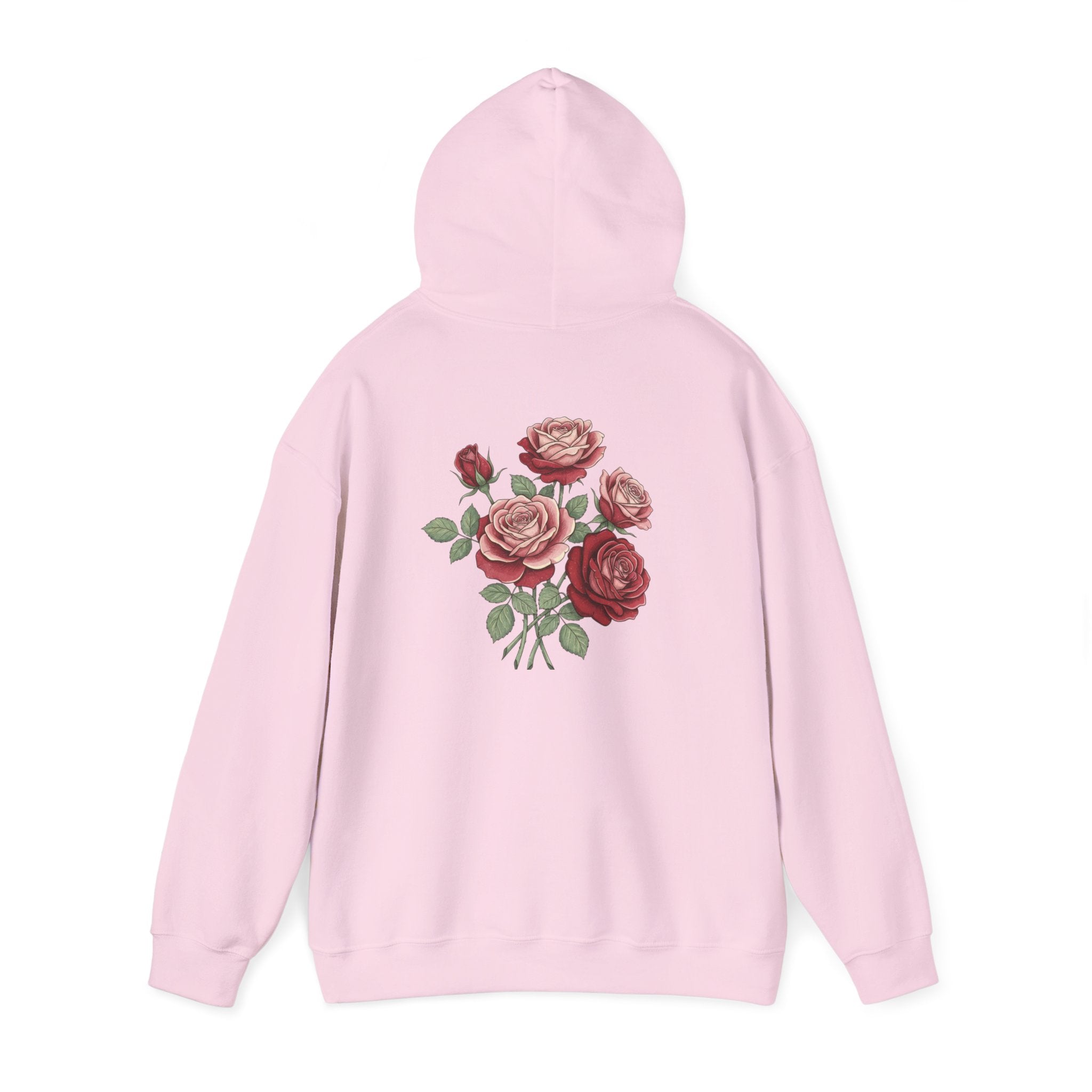 Rose Bouquet Hoodie - Vintage Red Floral Backprint Sweatshirt