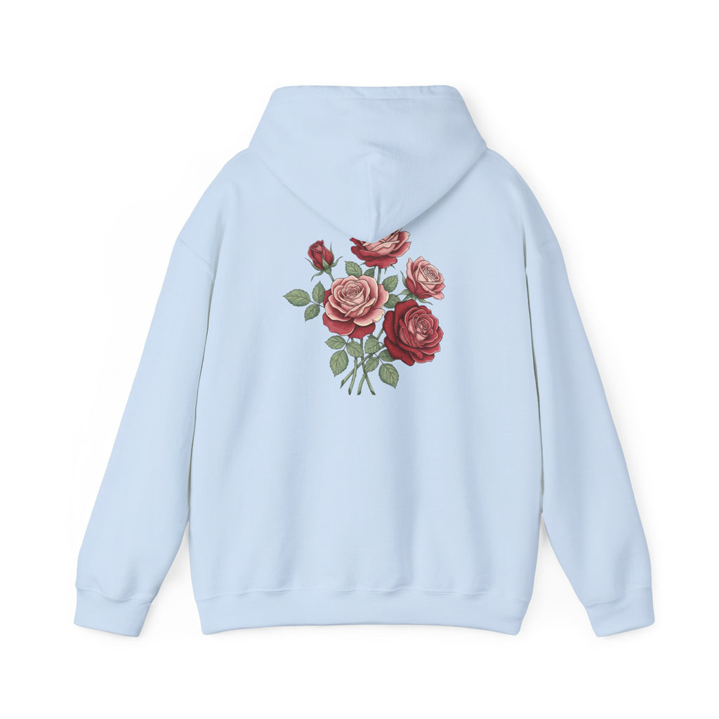 Rose Bouquet Hoodie - Vintage Red Floral Backprint Sweatshirt