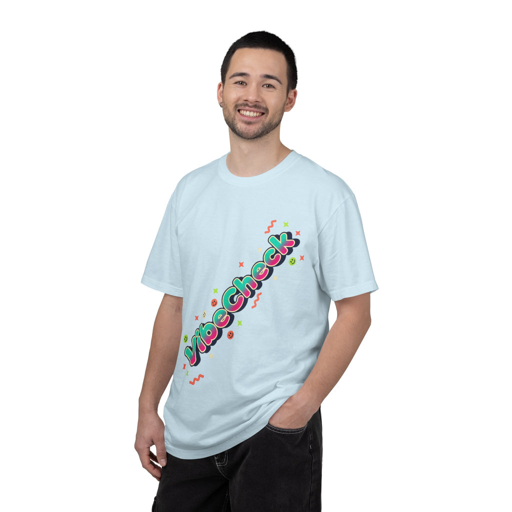 VibeCheck Graphic T-Shirt — Retro Sun Emoji Tee