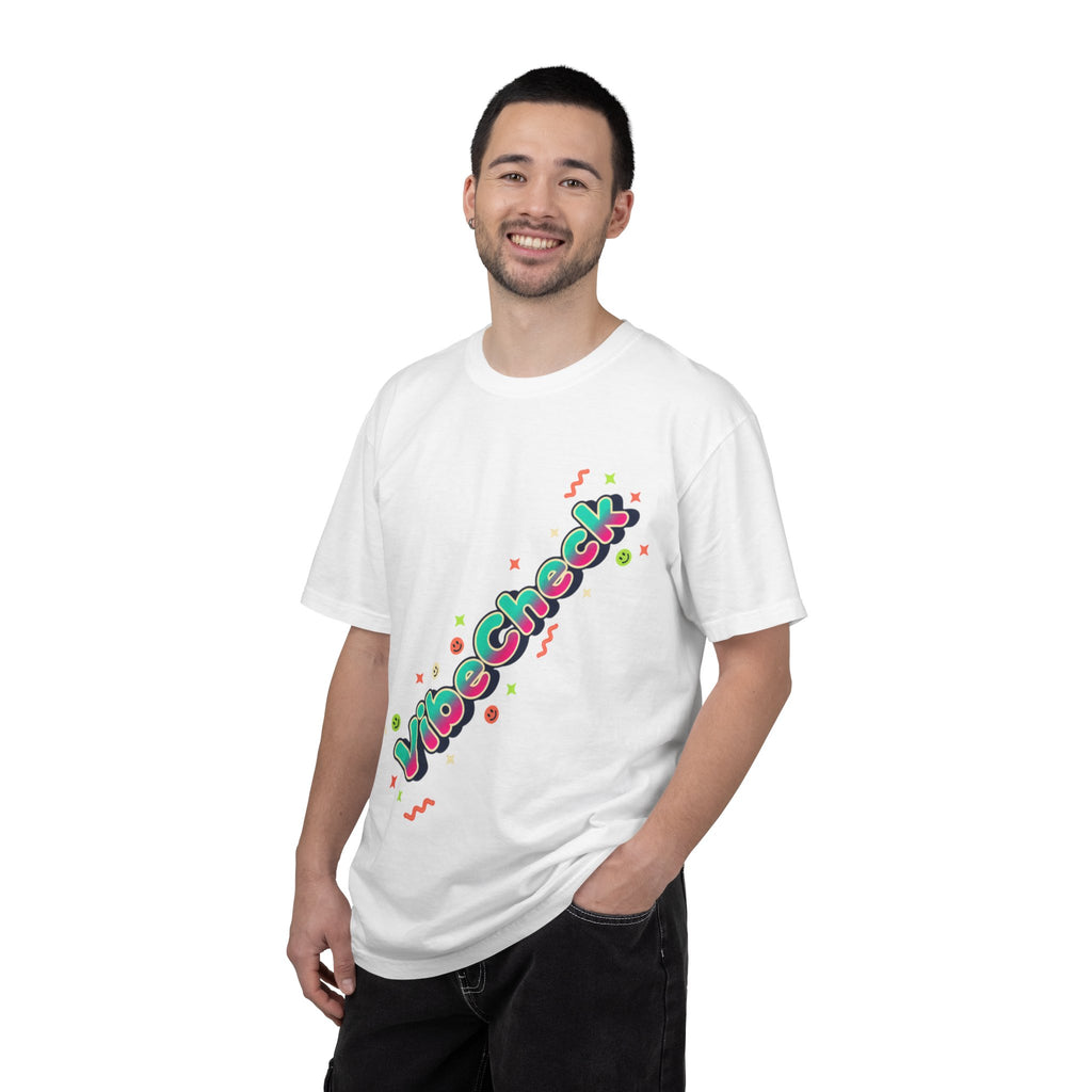 VibeCheck Graphic T-Shirt — Retro Sun Emoji Tee