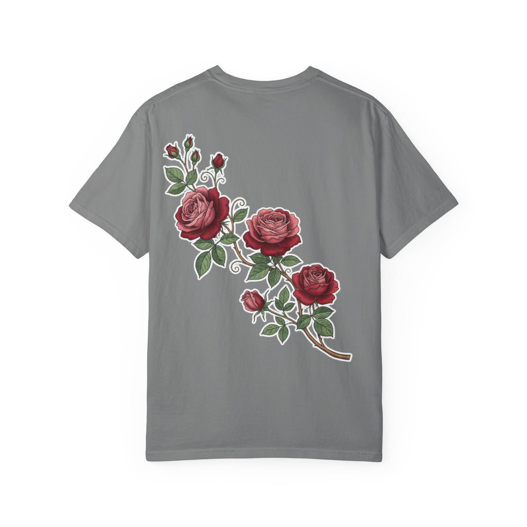 White Rose Branch T-Shirt — Vintage Red Floral Tee