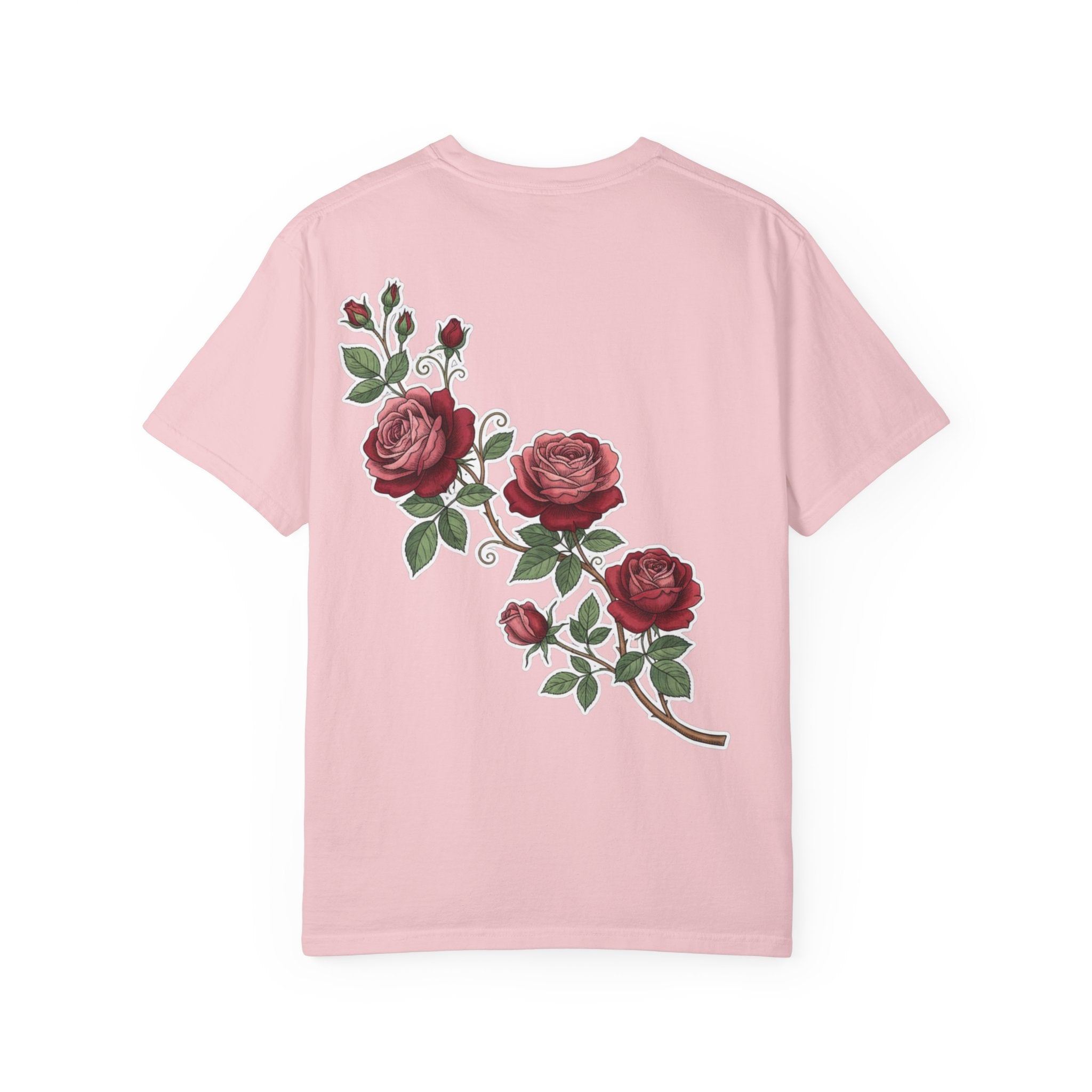 White Rose Branch T-Shirt — Vintage Red Floral Tee
