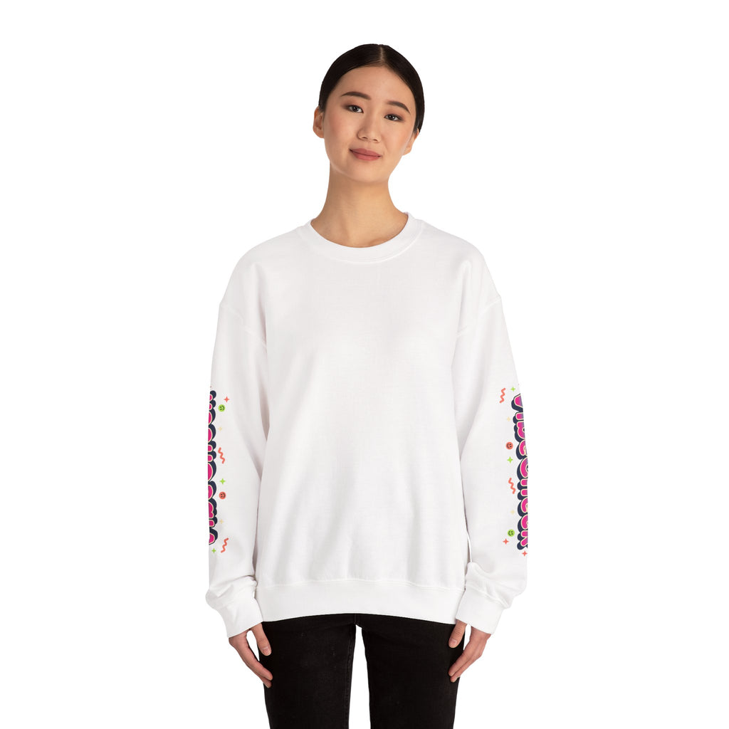 Vibecheck Crewneck Sweatshirt — Retro Sun Graphic Pullover