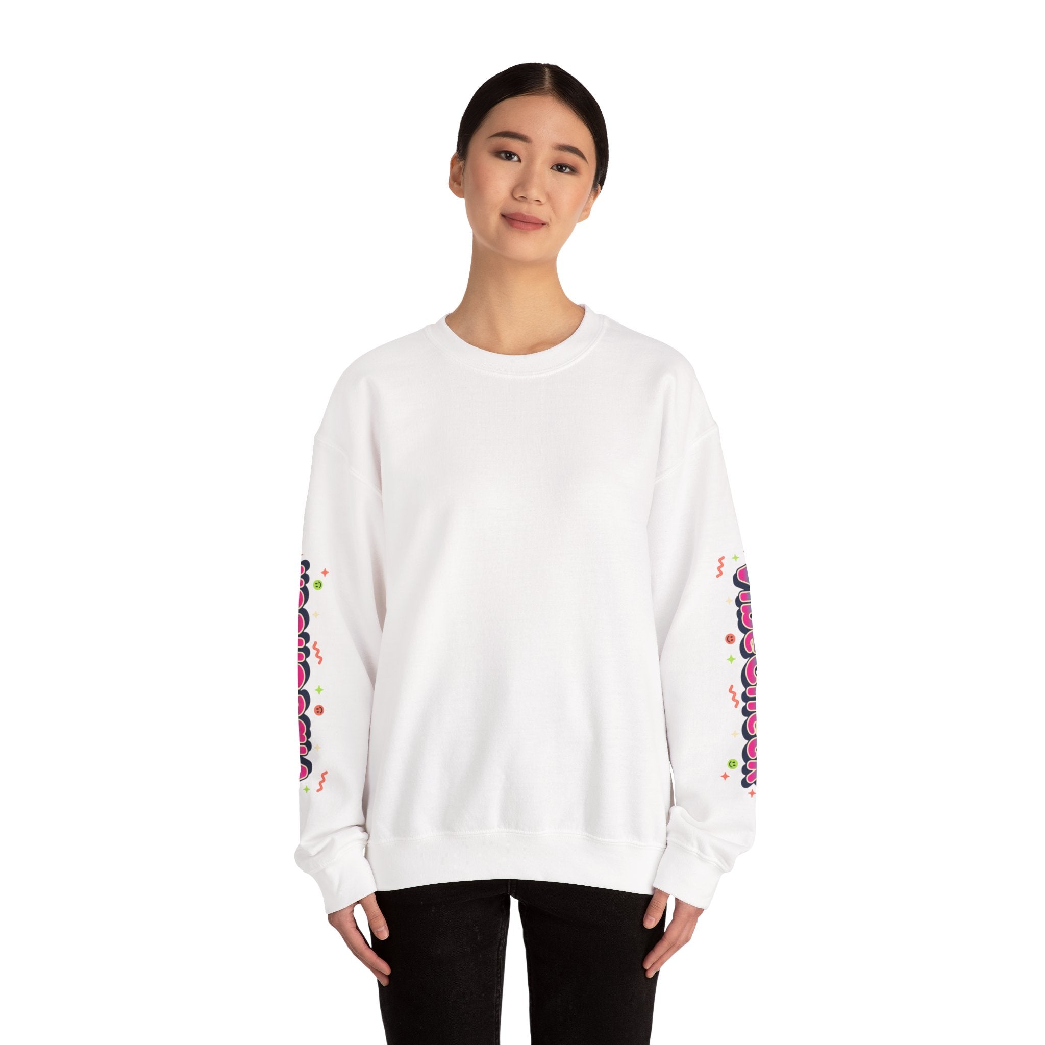 Vibecheck Crewneck Sweatshirt — Retro Sun Graphic Pullover