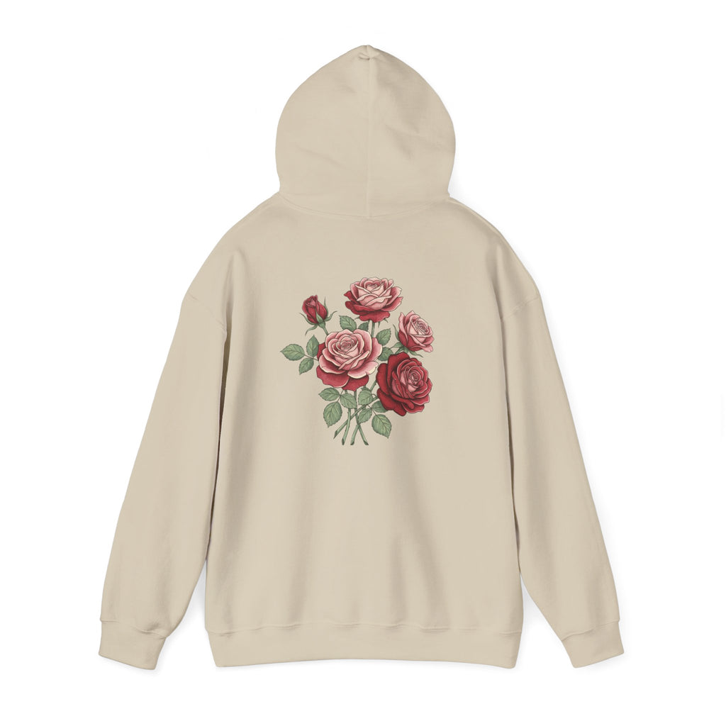 Rose Bouquet Hoodie - Vintage Red Floral Backprint Sweatshirt