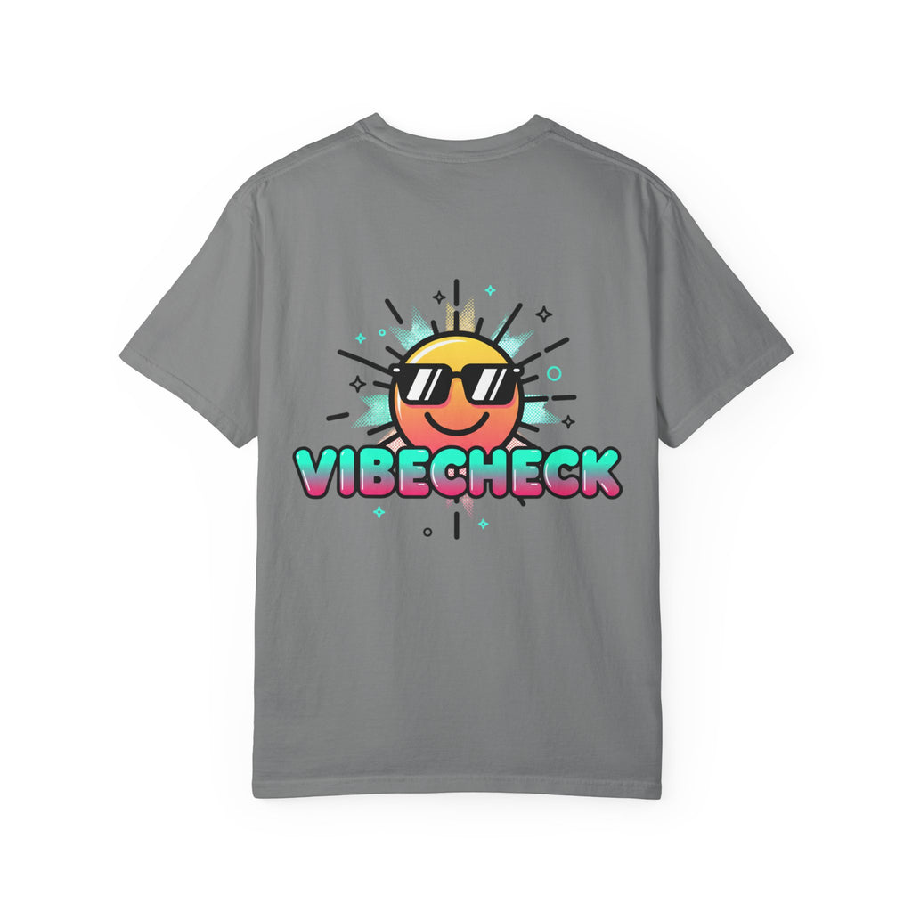 VibeCheck Graphic T-Shirt — Retro Sun Emoji Tee
