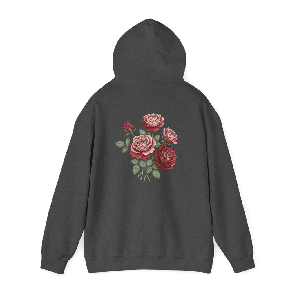 Rose Bouquet Hoodie - Vintage Red Floral Backprint Sweatshirt