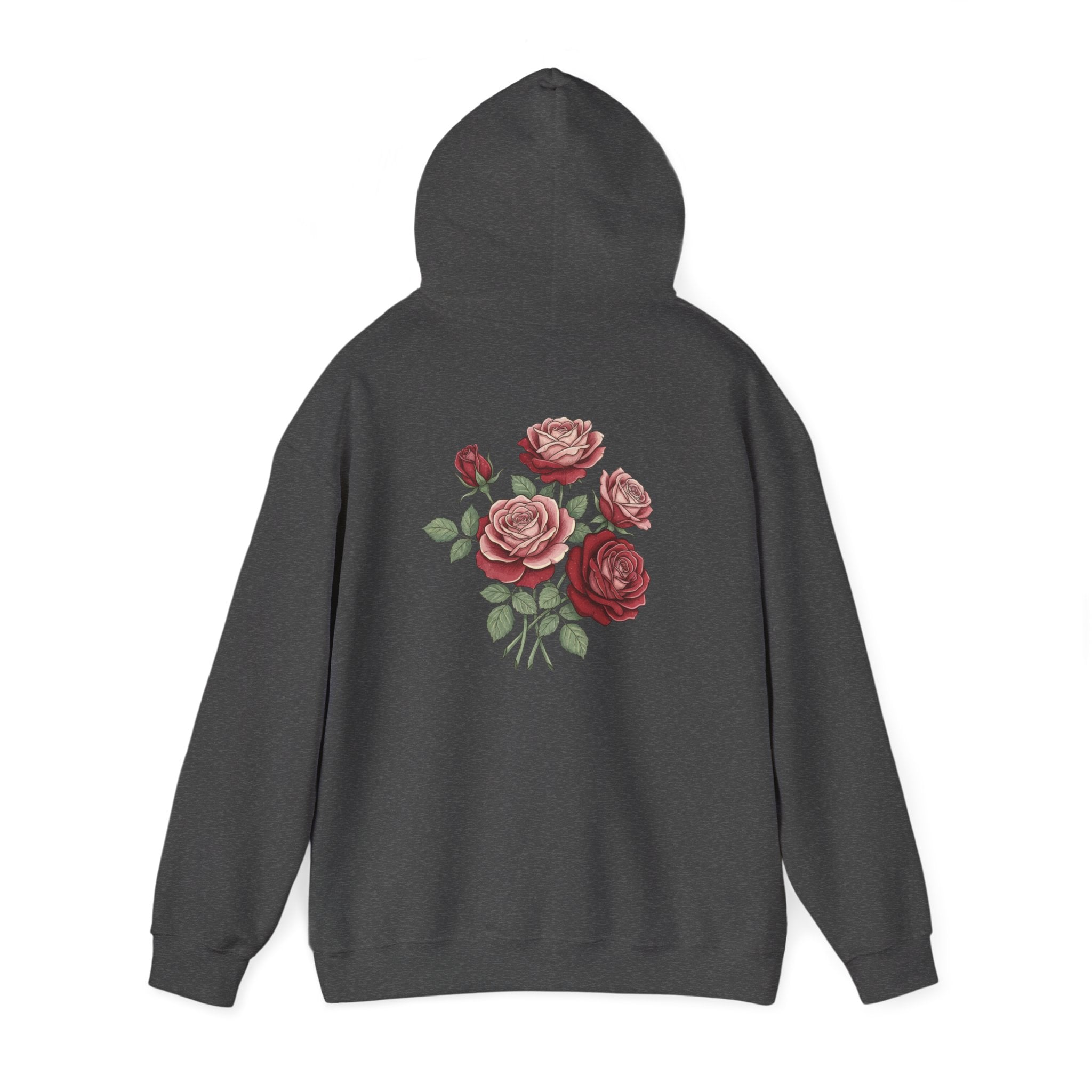 Rose Bouquet Hoodie - Vintage Red Floral Backprint Sweatshirt