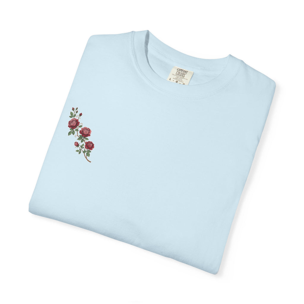 White Rose Branch T-Shirt — Vintage Red Floral Tee