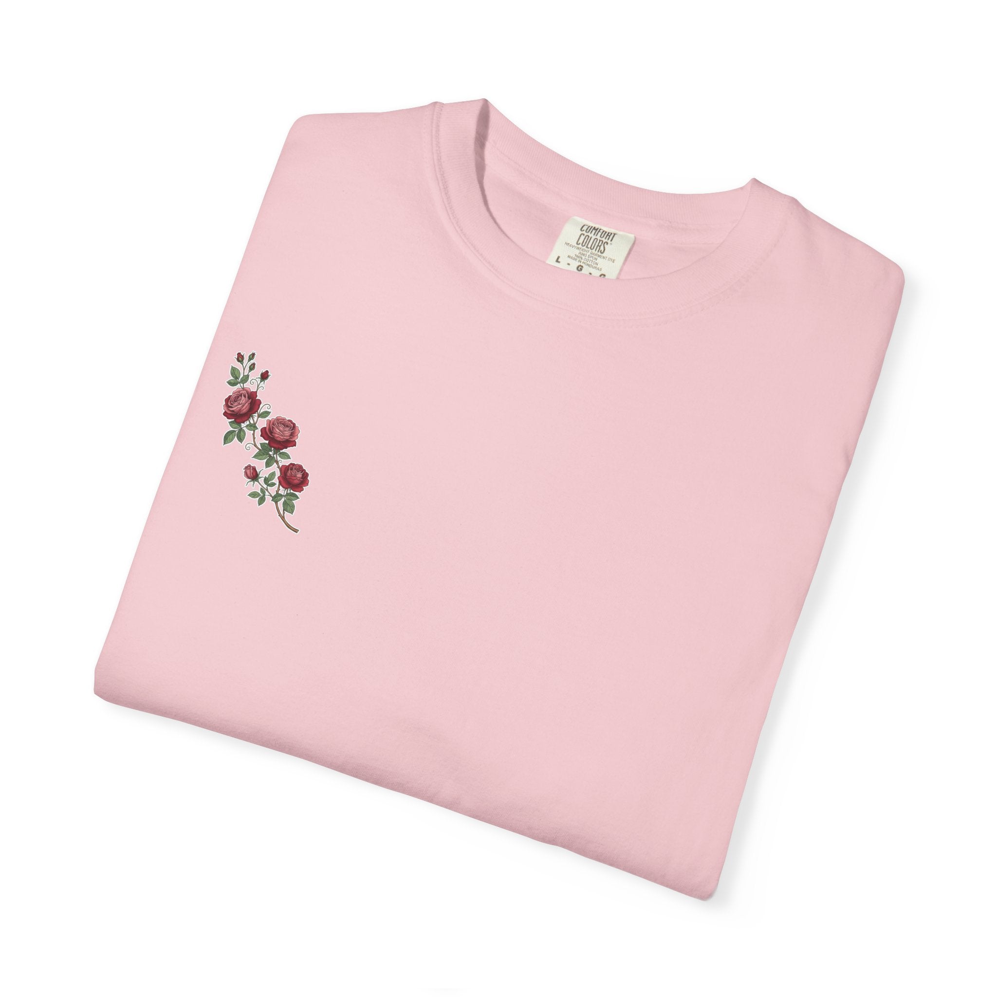 White Rose Branch T-Shirt — Vintage Red Floral Tee