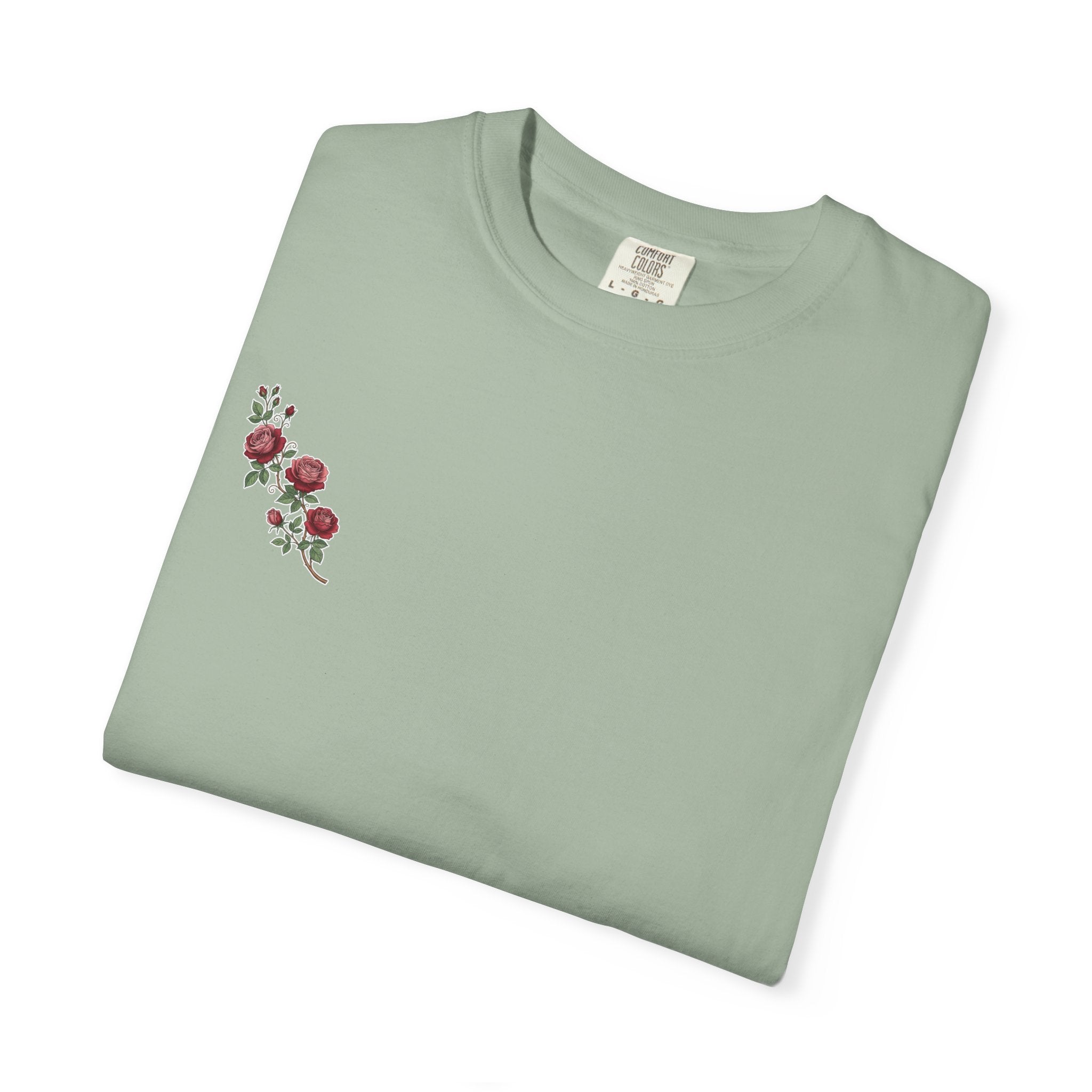 White Rose Branch T-Shirt — Vintage Red Floral Tee