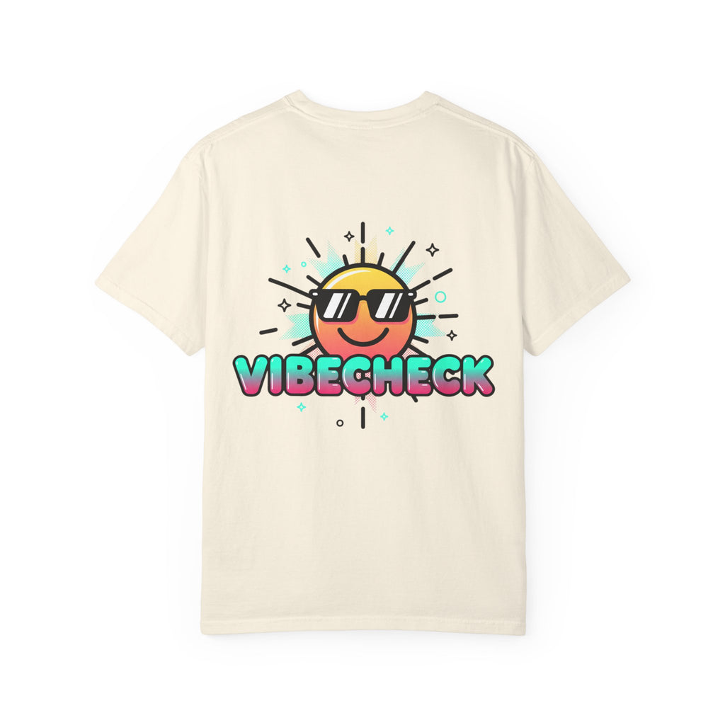 VibeCheck Graphic T-Shirt — Retro Sun Emoji Tee