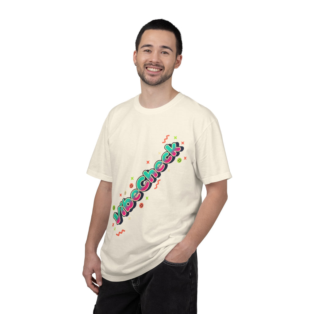 VibeCheck Graphic T-Shirt — Retro Sun Emoji Tee