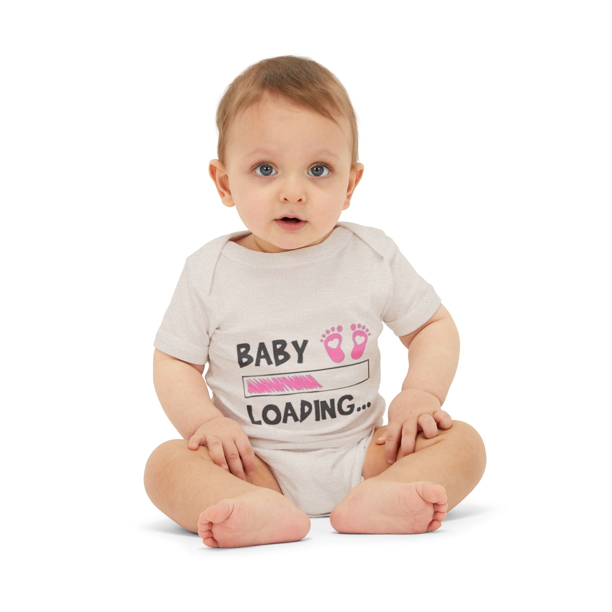 Baby Loading Onesie – Cute Pink Feet Pregnancy Announcement Infant Bodysuit