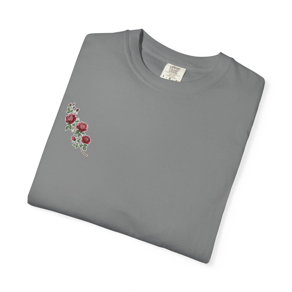 White Rose Branch T-Shirt — Vintage Red Floral Tee