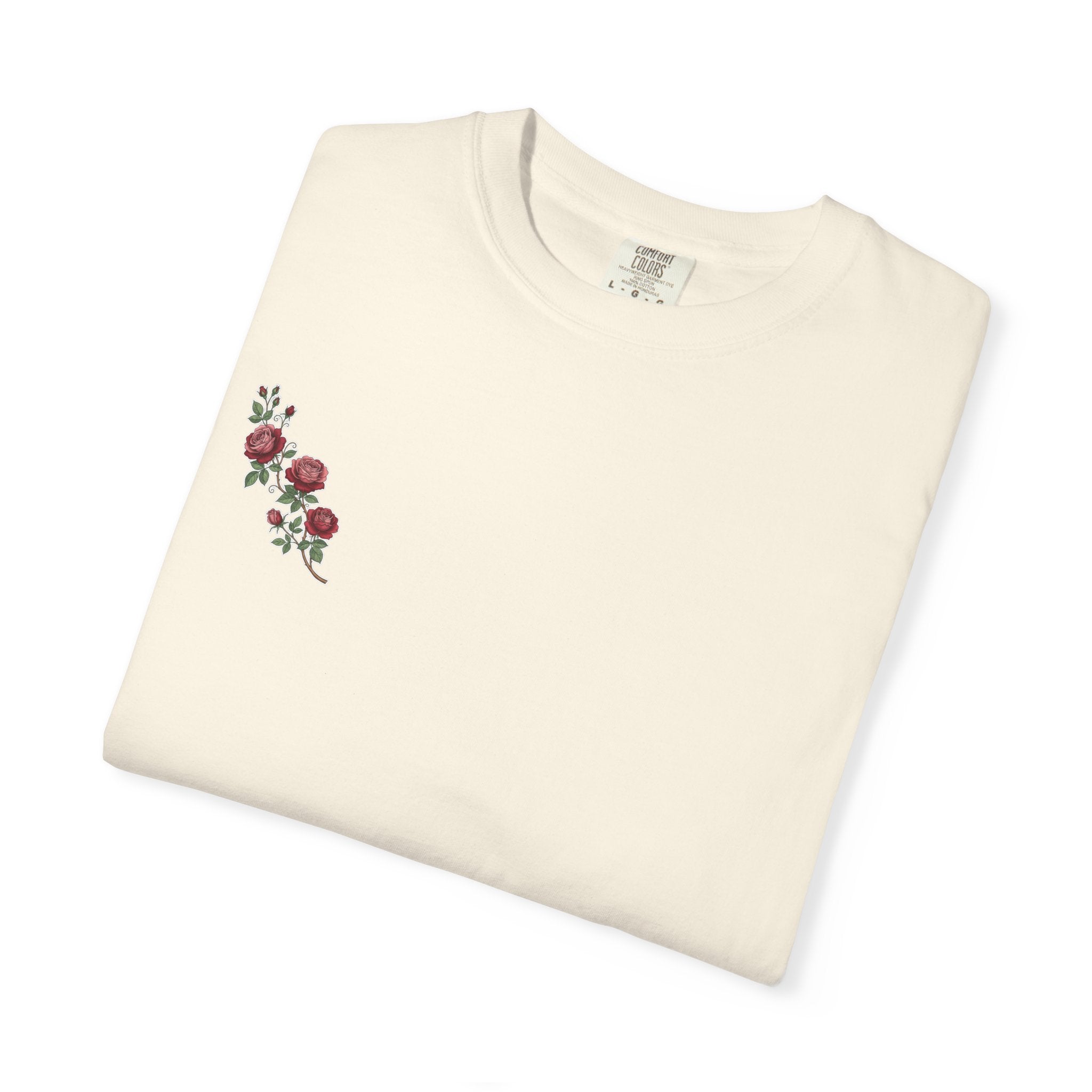 White Rose Branch T-Shirt — Vintage Red Floral Tee
