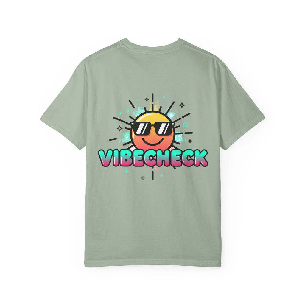 VibeCheck Graphic T-Shirt — Retro Sun Emoji Tee